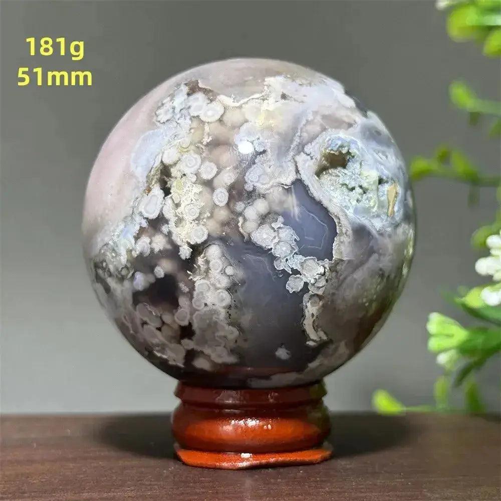 Cherry Agate Crystal Sphere Meditation Energy