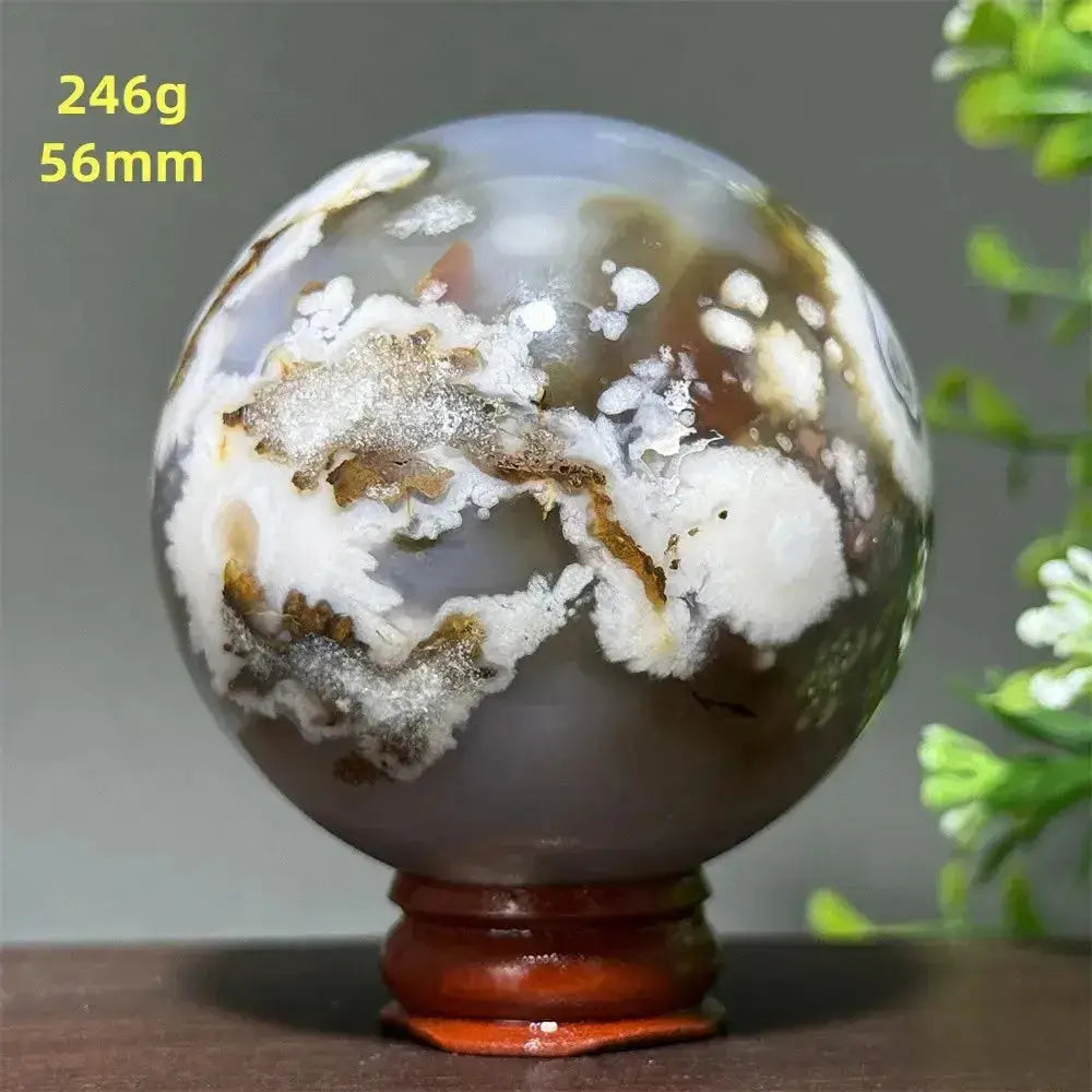 Cherry Agate Crystal Sphere for Meditation and Energy Work-Spheres-Ali-11 246g 56mm-Cherry Agate-Crystal Destiny