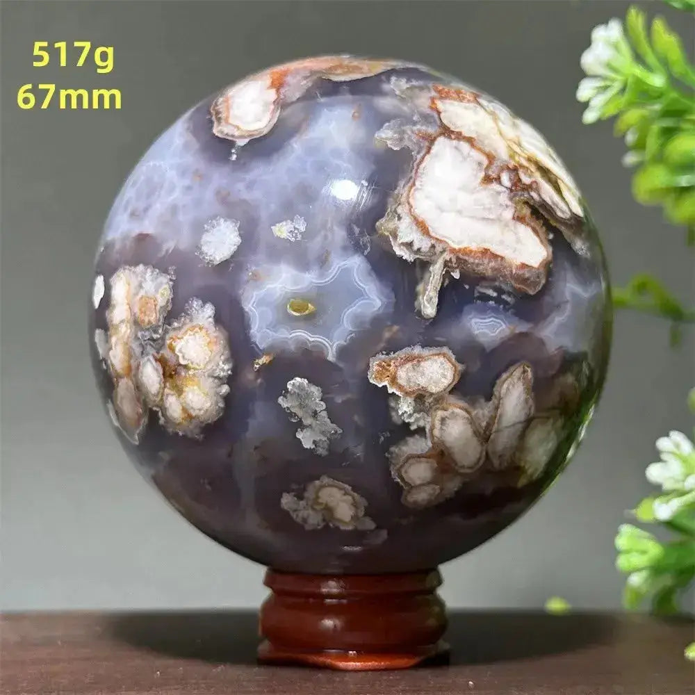 Cherry Agate Crystal Sphere for Meditation and Energy Work-Spheres-Ali-20 417g 67mm-Cherry Agate-Crystal Destiny
