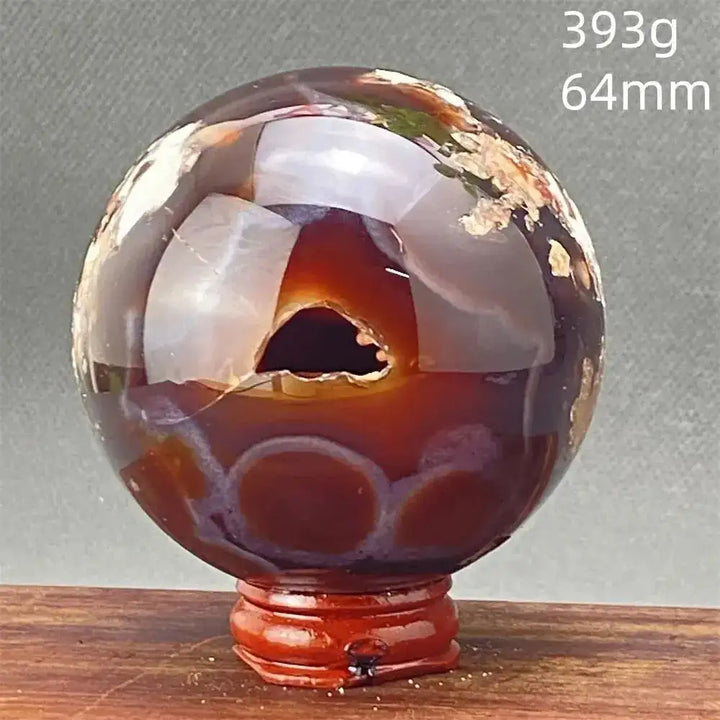 Cherry Blossom Agate Sphere with Stand-Spheres-Ali-10 393g-Cherry Blossom Agate-Crystal Destiny