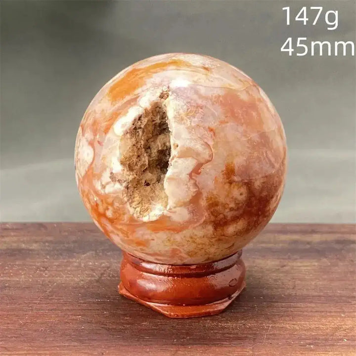 Cherry Blossom Agate Sphere with Stand-Spheres-Ali-11 147g-Cherry Blossom Agate-Crystal Destiny