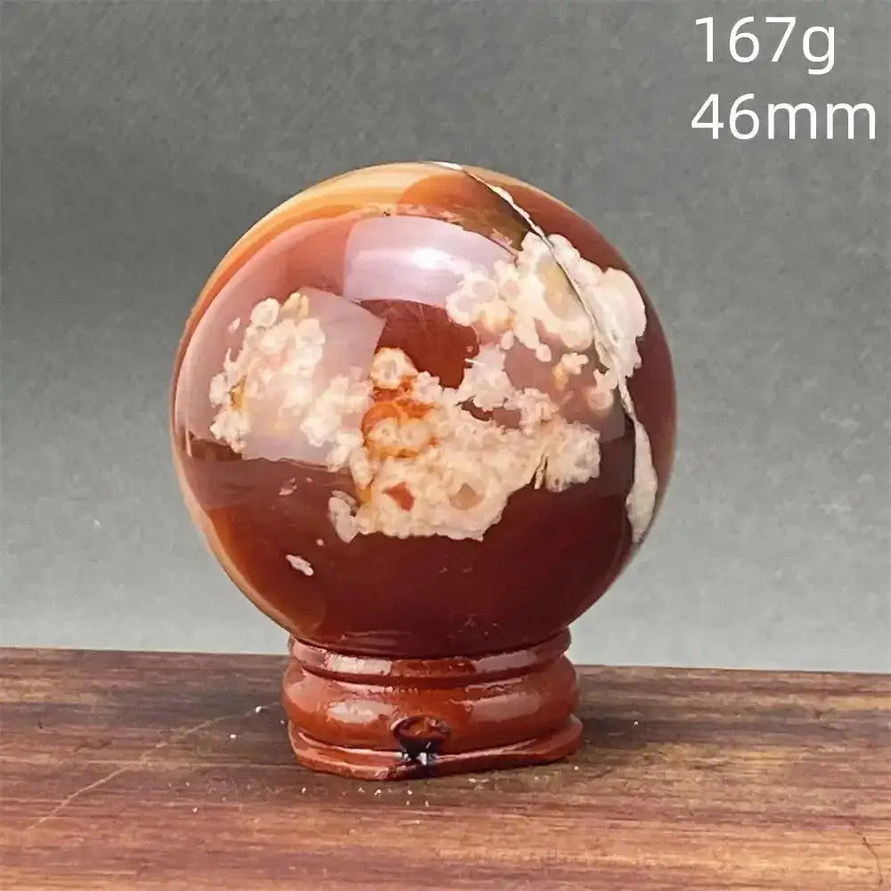 Cherry Blossom Agate Sphere with Stand-Spheres-Ali-21 167g-Cherry Blossom Agate-Crystal Destiny