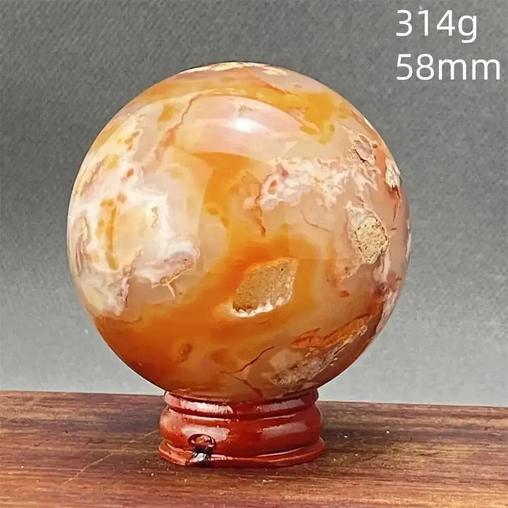 Cherry Blossom Agate Sphere with Stand-Spheres-Ali-24 314g-Cherry Blossom Agate-Crystal Destiny