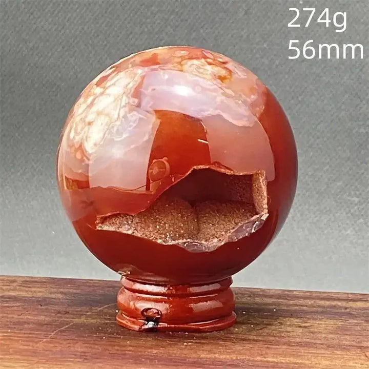 Cherry Blossom Agate Sphere with Stand-Spheres-Ali-25 274g-Cherry Blossom Agate-Crystal Destiny