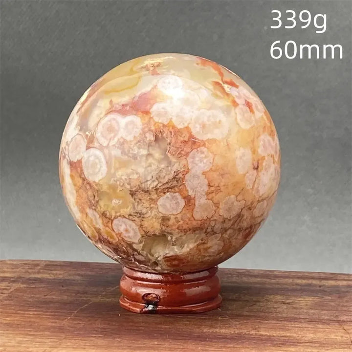 Cherry Blossom Agate Sphere with Stand-Spheres-Ali-3 339g-Cherry Blossom Agate-Crystal Destiny