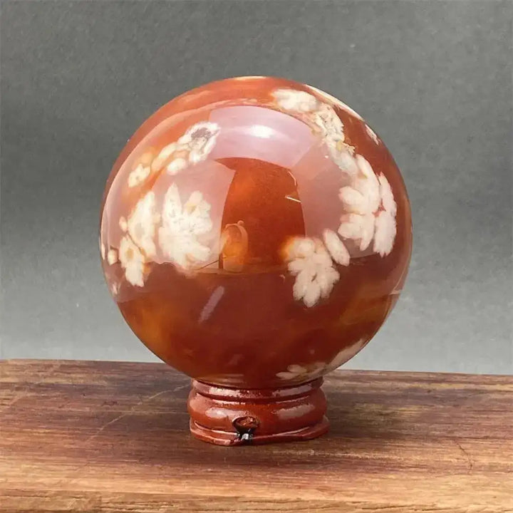 Cherry Blossom Agate Sphere with Stand-Spheres-Ali-1 375g-Cherry Blossom Agate-Crystal Destiny