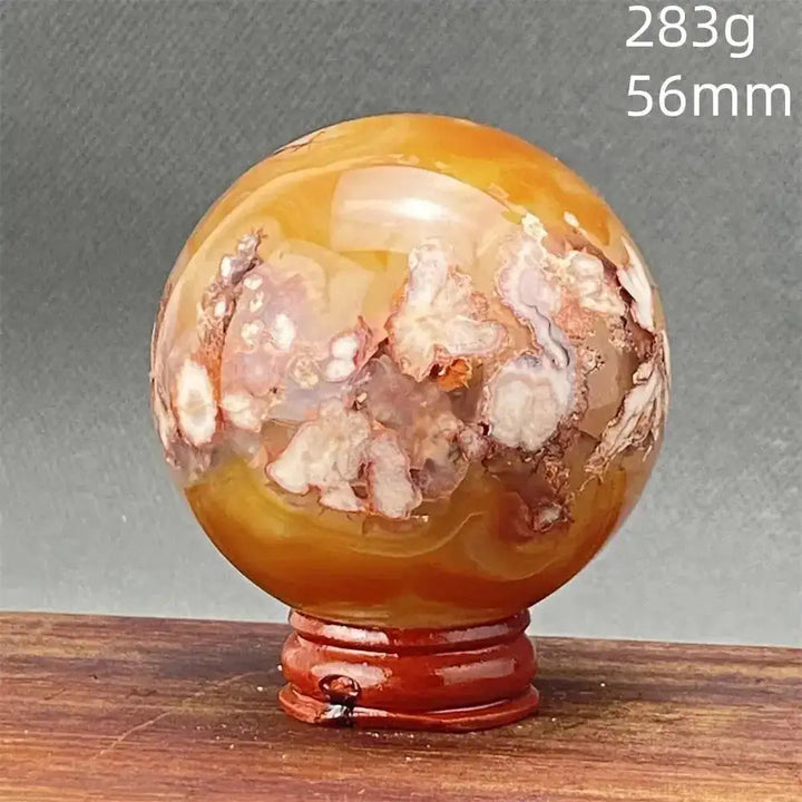 Cherry Blossom Agate Sphere with Stand-Spheres-Ali-30 283g-Cherry Blossom Agate-Crystal Destiny