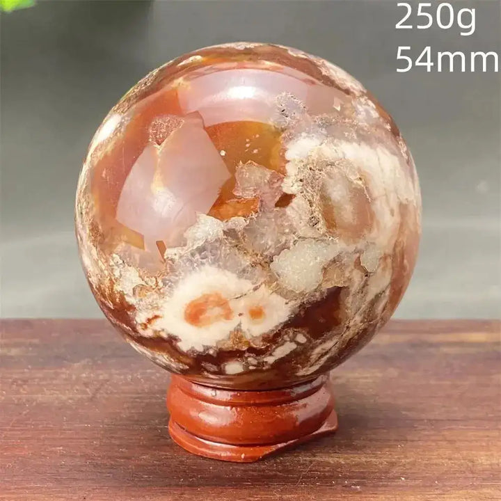Cherry Blossom Agate Sphere with Stand-Spheres-Ali-32 250g-Cherry Blossom Agate-Crystal Destiny