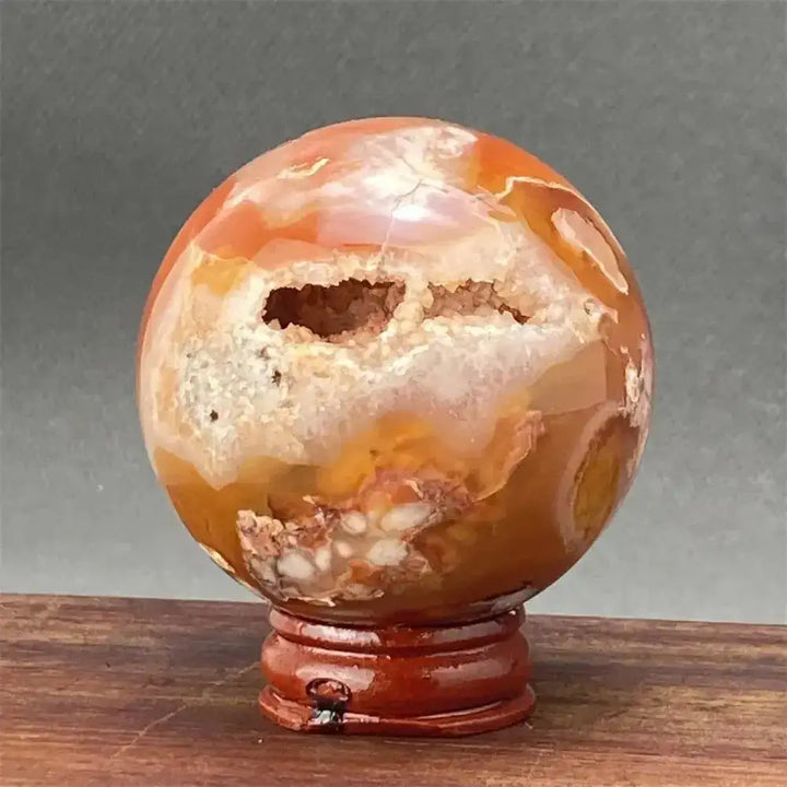 Cherry Blossom Agate Sphere with Stand-Spheres-Ali-1 375g-Cherry Blossom Agate-Crystal Destiny