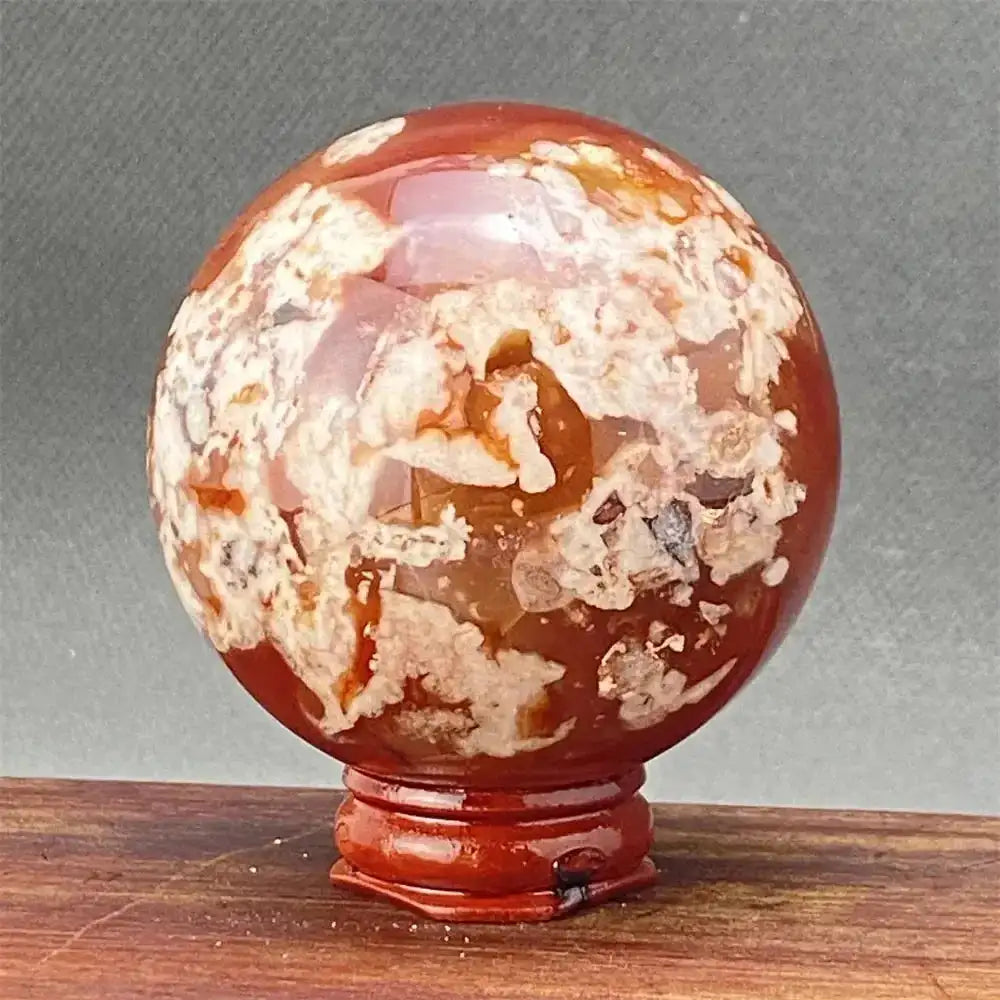 Cherry Blossom Agate Sphere with Stand-Spheres-Ali-1 375g-Cherry Blossom Agate-Crystal Destiny