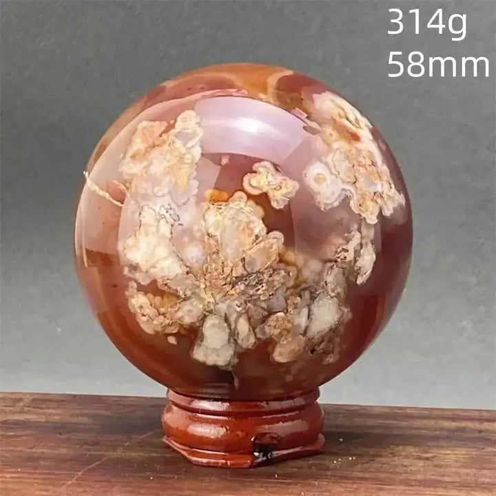 Cherry Blossom Agate Sphere with Stand-Spheres-Ali-8 314g-Cherry Blossom Agate-Crystal Destiny