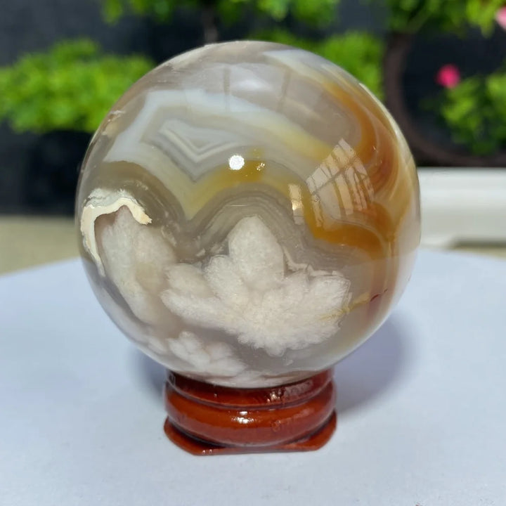 Cherry Blossom Flower Agate Sphere