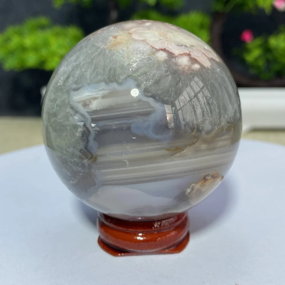 Cherry Blossom Flower Agate Sphere