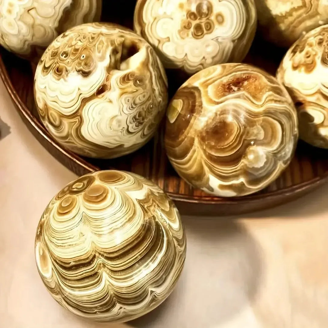 Chocolate Calcite Amber Calcite Sphere-Spheres-Crystal Destiny-Chocolate Calcite-60-70mm-Crystal Destiny