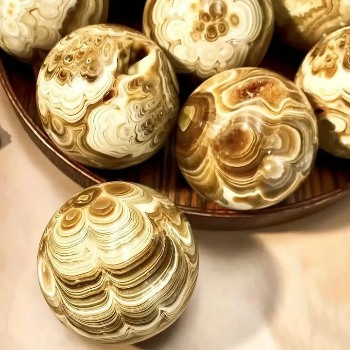 Chocolate Calcite Amber Calcite Sphere-Spheres-Crystal Destiny-Chocolate Calcite-60-70mm-Crystal Destiny