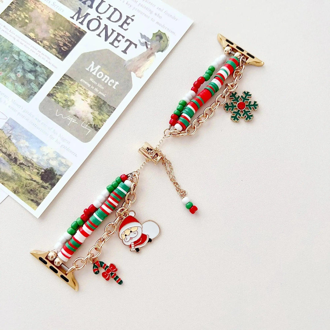Christmas Beaded Apple Watch Band  Festive Bracelet Strap