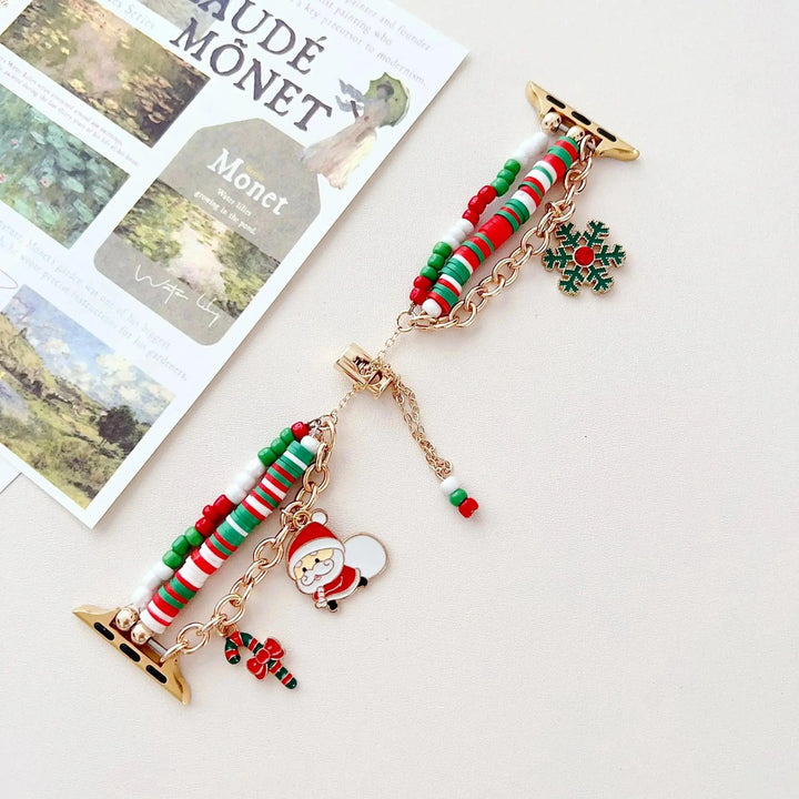 Christmas Beaded Apple Watch Band  Festive Bracelet Strap