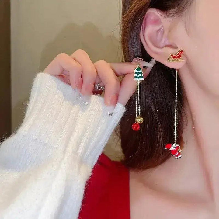 Christmas Santa & Snowman Dangle Earrings