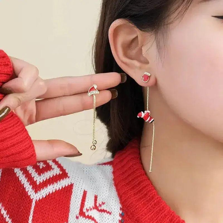 Christmas Santa & Snowman Dangle Earrings