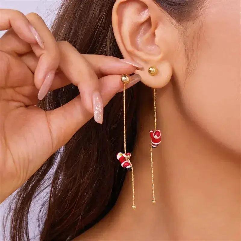 Christmas Santa & Snowman Dangle Earrings