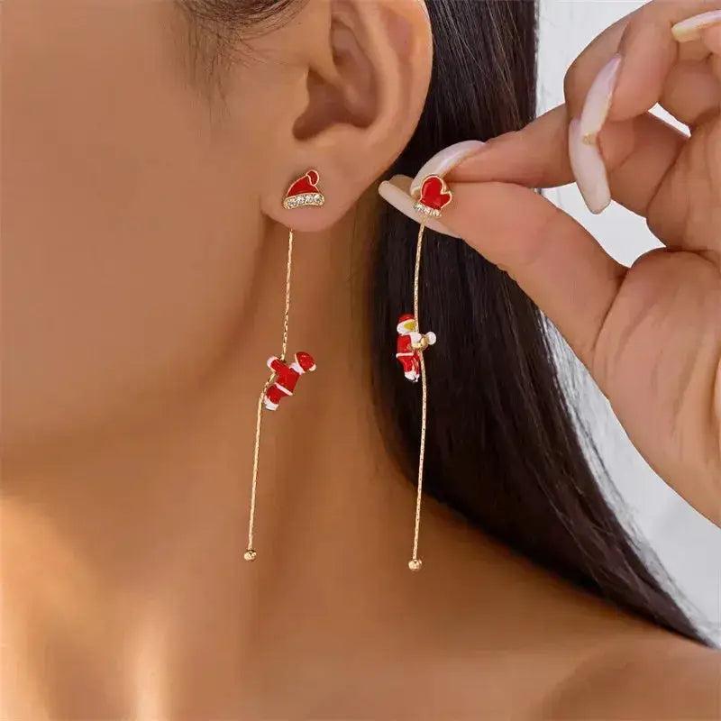 Christmas Santa & Snowman Dangle Earrings
