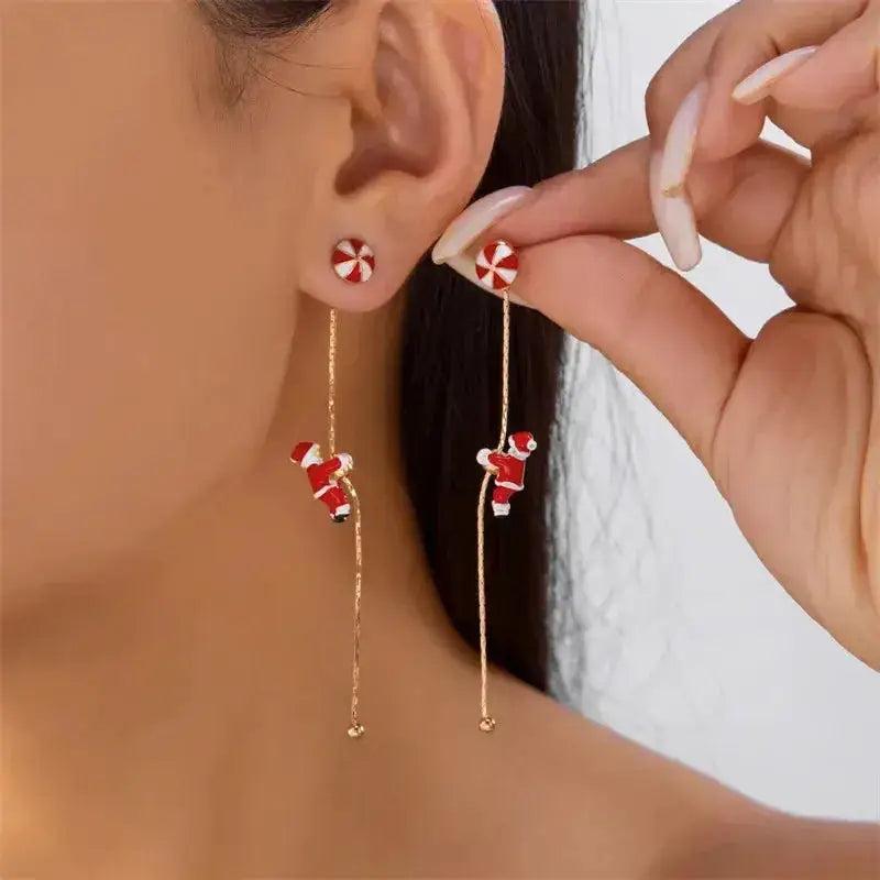 Christmas Santa & Snowman Dangle Earrings