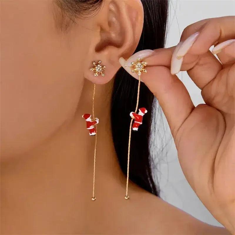 Christmas Santa & Snowman Dangle Earrings
