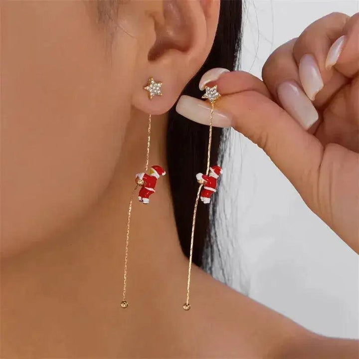 Christmas Santa & Snowman Dangle Earrings