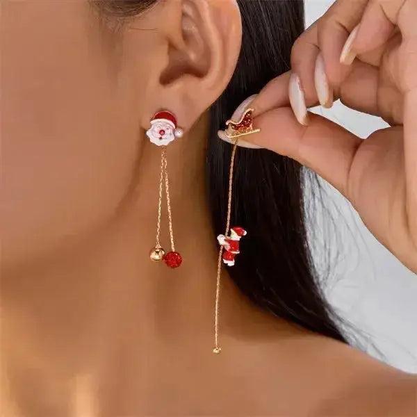 Christmas Santa & Snowman Dangle Earrings