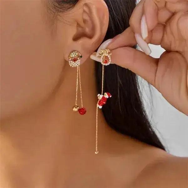 Christmas Santa & Snowman Dangle Earrings