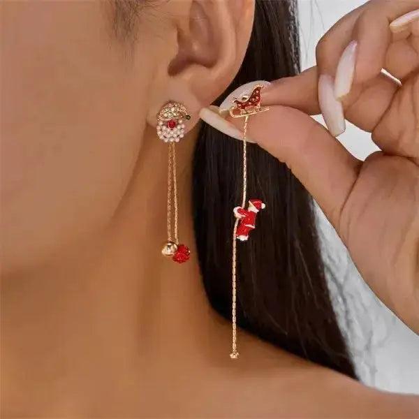 Christmas Santa & Snowman Dangle Earrings