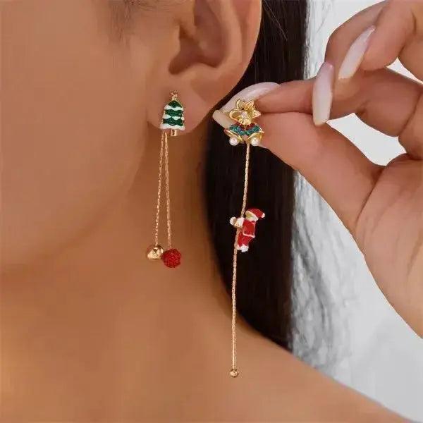 Christmas Santa & Snowman Dangle Earrings