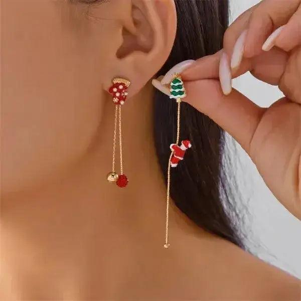 Christmas Santa & Snowman Dangle Earrings