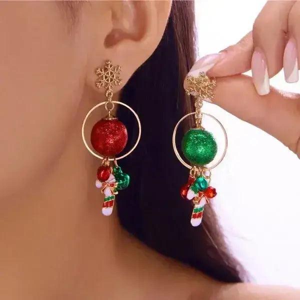 Christmas Santa & Snowman Dangle Earrings