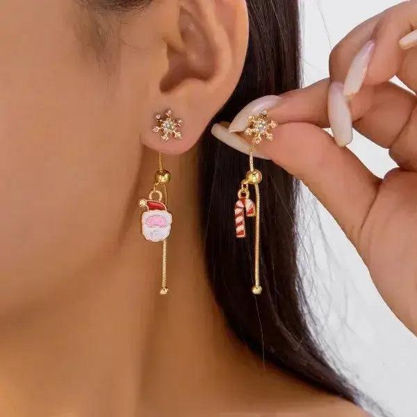 Christmas Santa & Snowman Dangle Earrings
