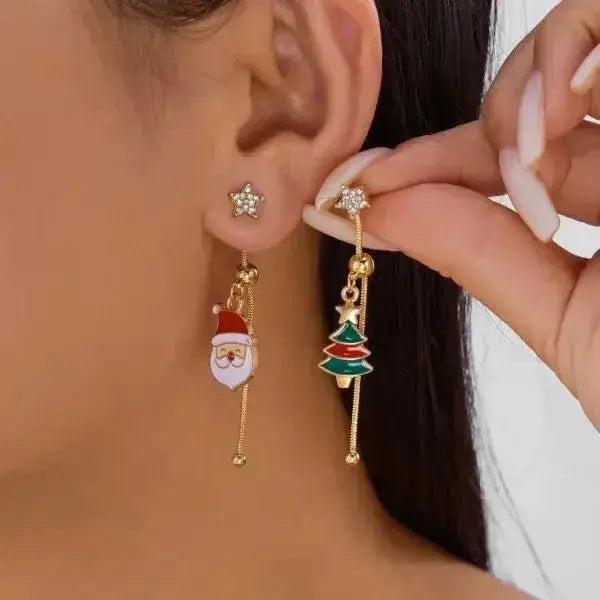 Christmas Santa & Snowman Dangle Earrings