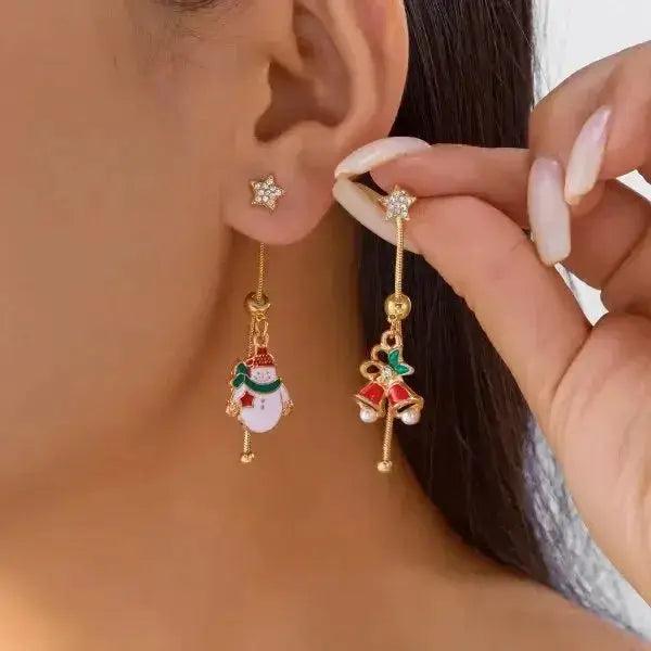 Christmas Santa & Snowman Dangle Earrings