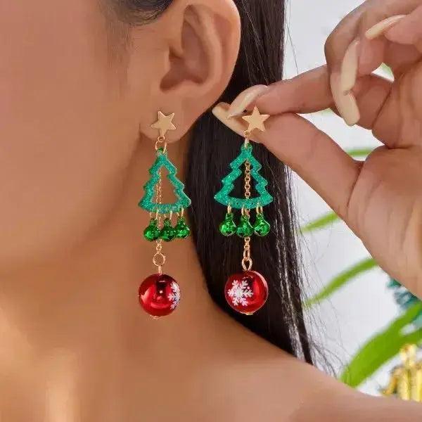 Christmas Santa & Snowman Dangle Earrings
