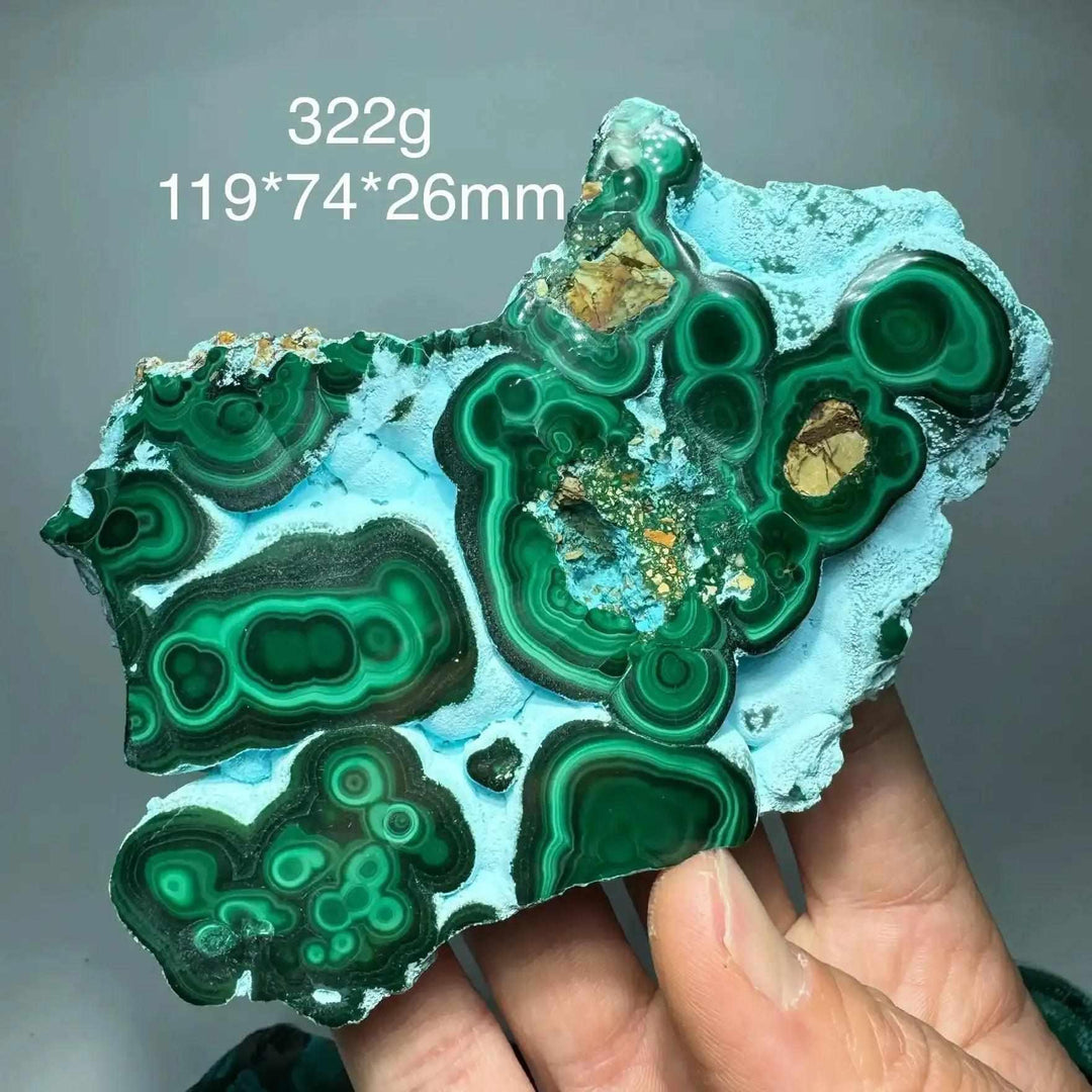 Polished Chrysocolla Malachite slab featuring vibrant turquoise-blue and banded green swirls for heart and throat chakra.