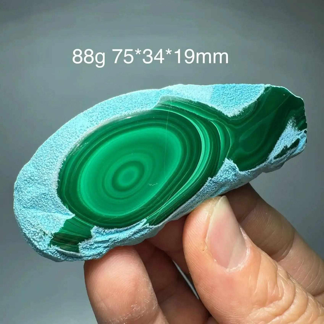 Polished Chrysocolla Malachite slab featuring vibrant blue and green swirls for heart and throat chakra balance.