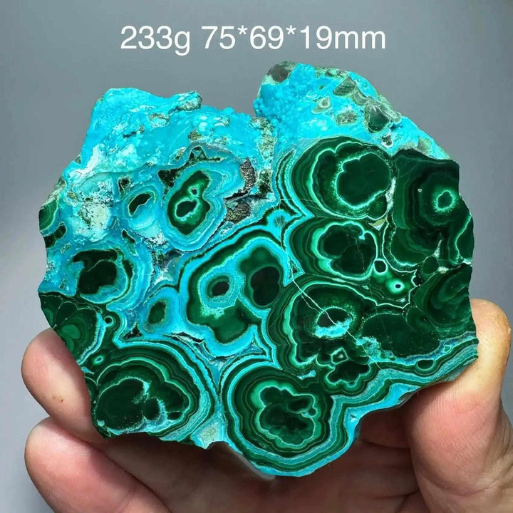 Polished Chrysocolla Malachite slab featuring vibrant blue and green swirls for heart and throat chakra balance.