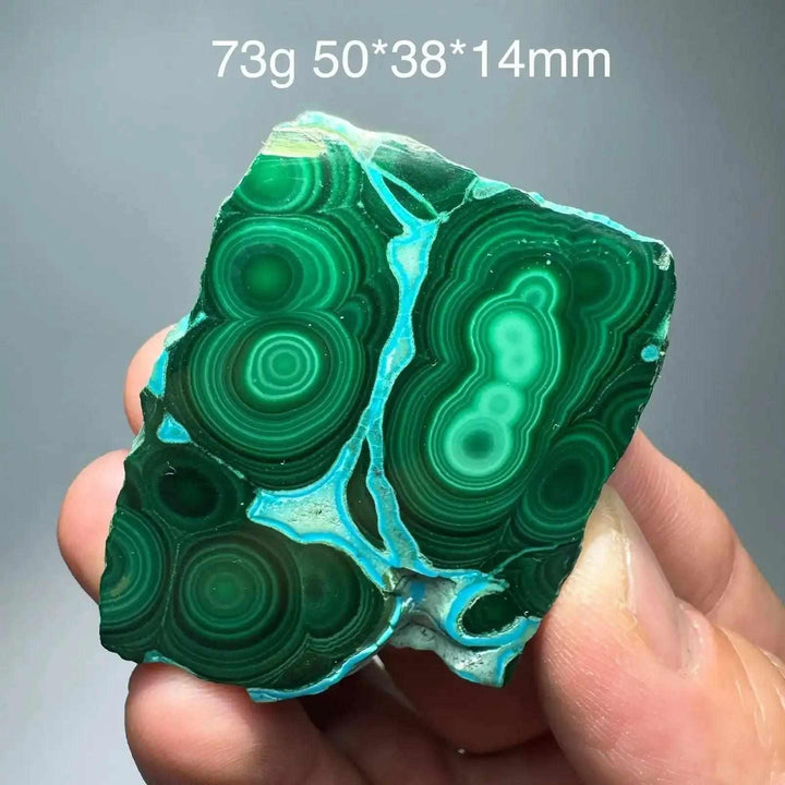 Polished Chrysocolla Malachite slab featuring vibrant blue and green banded swirls for heart and throat chakra balance.