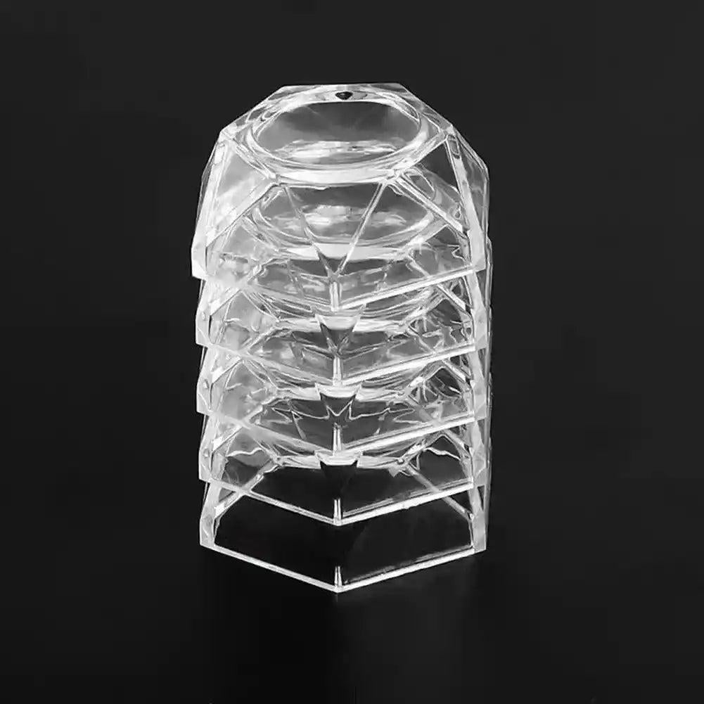 Clear acrylic hexagon display stand for crystal spheres, gemstones, or decorative balls.