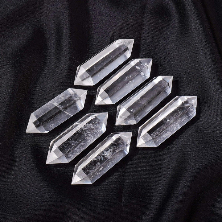 Clear Quartz Crystal Double Terminated Points, radiating clarity and amplification, perfect for manifestation and healing.