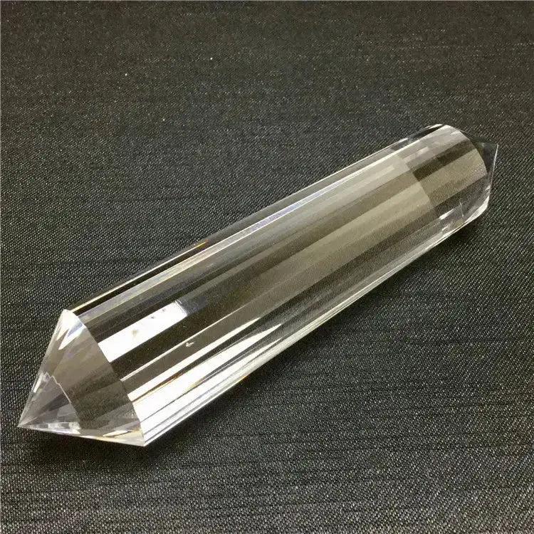 Clear Quartz Crystal Double Terminated Vogel Healing Wand, a precision-cut clear crystal for amplified energy.