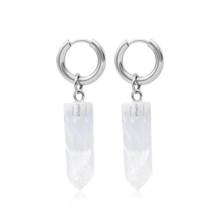 Clear Quartz Crystal Earrings with irregular quartz charm, perfect for DIY jewelry making.