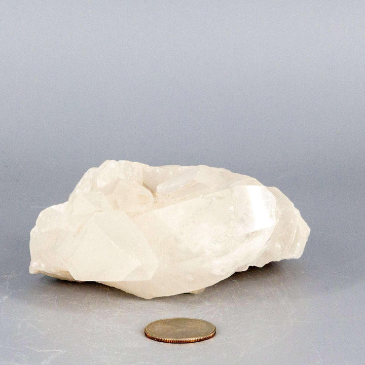 Clear Quartz Crystal Point Cluster Raw Natural Stone, a broad, low-profile cluster with multiple terminated points.