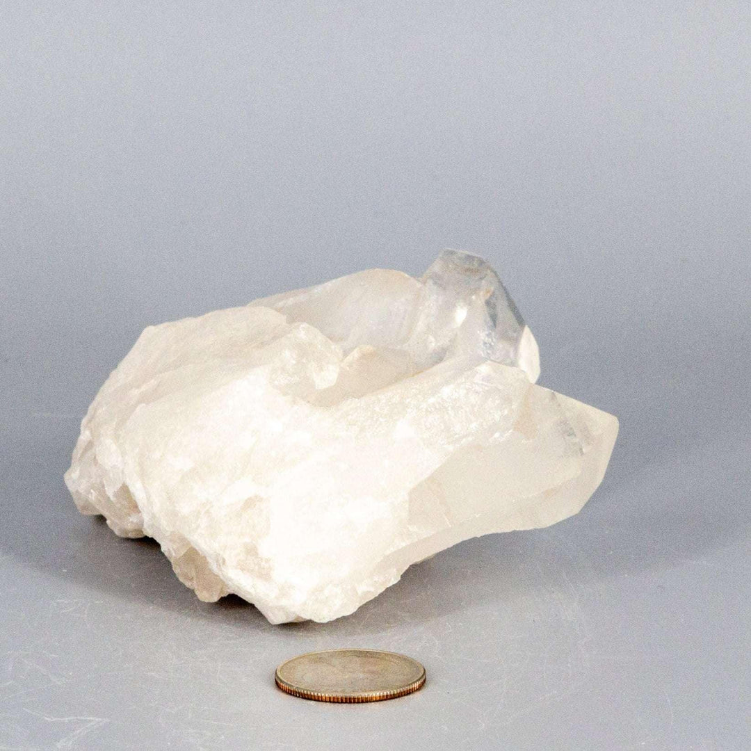 Clear Quartz Crystal Point Cluster Raw Natural Stone, a broad, low-profile cluster with multiple terminated points.