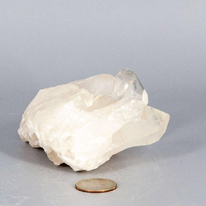Clear Quartz Crystal Point Cluster Raw Natural Stone, a broad, low-profile cluster with multiple terminated points.