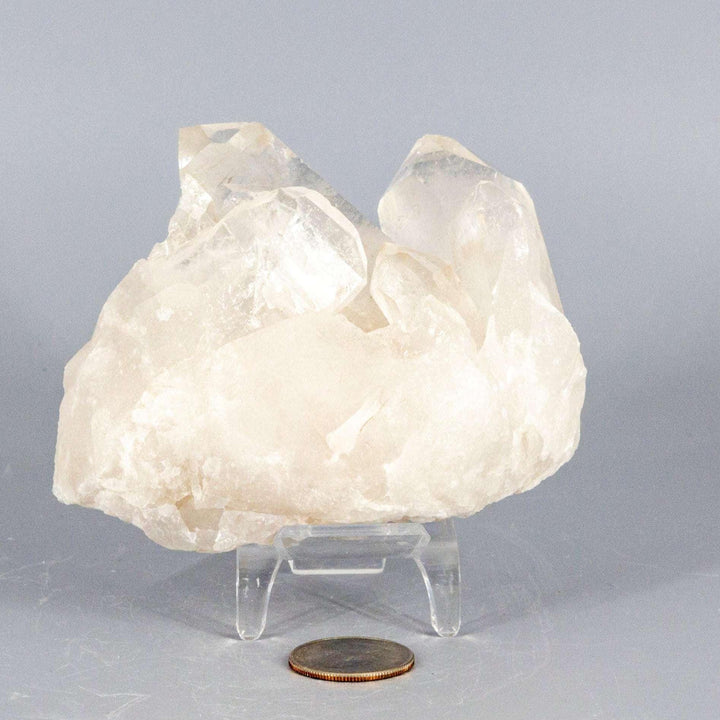 Clear Quartz Crystal Point Cluster Raw Natural Stone, a broad, low-profile cluster with multiple terminated points.